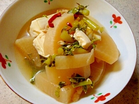 圧力鍋で　大根と豆腐の煮もの